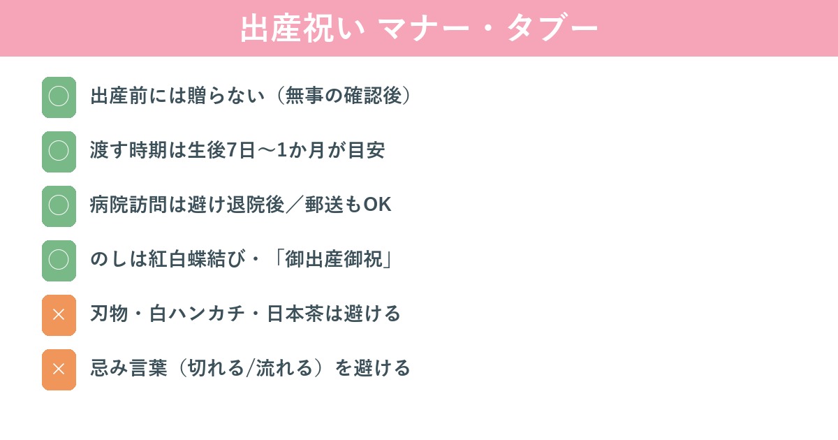 出産祝いのマナー・タブーチェックリスト