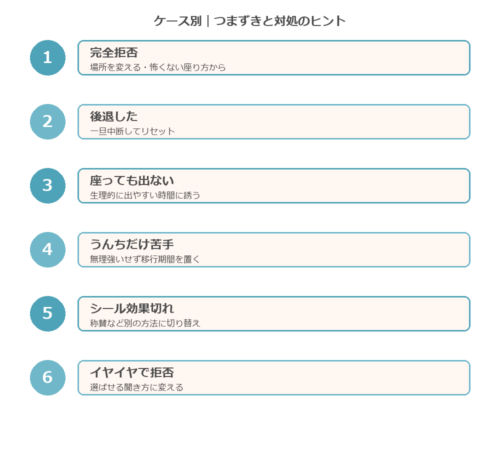 トイトレのつまずきケース別対処フローチャート