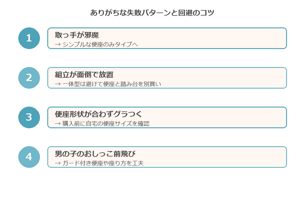 補助便座選びの失敗パターンと対応の早見表