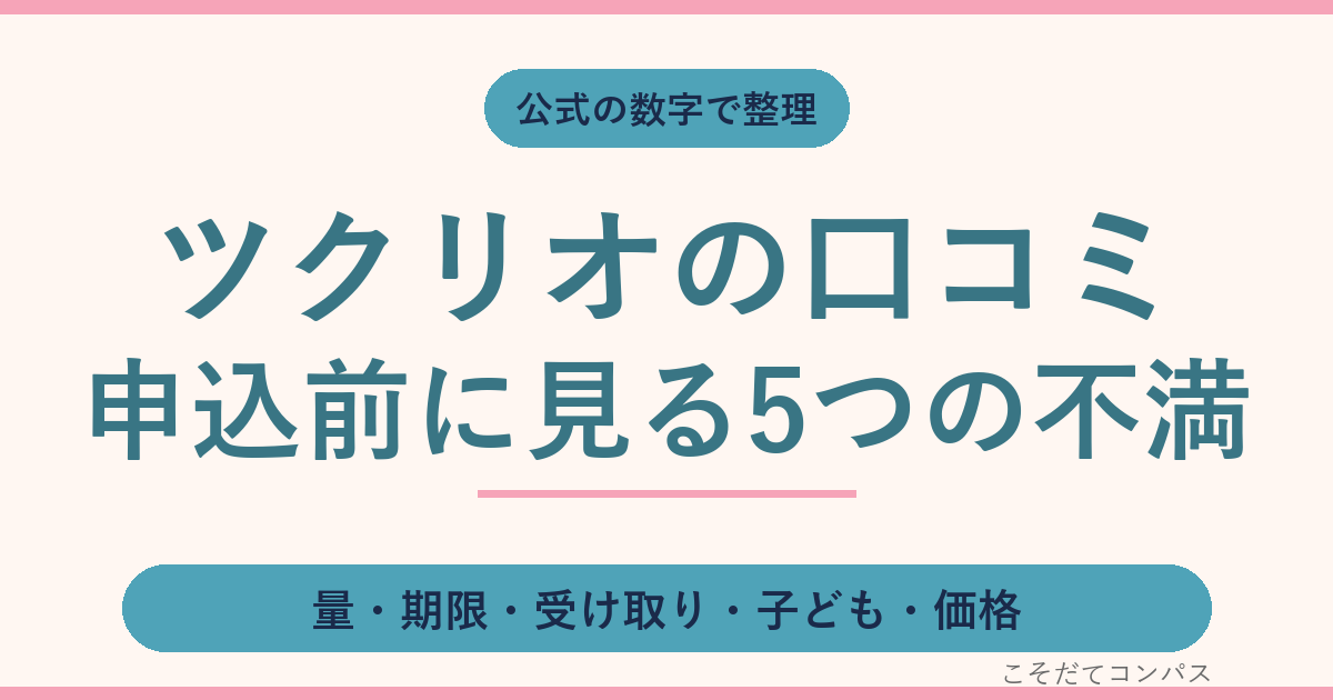 ツクリオの口コミを公式の数字で整理｜申込前に見る5つの不満